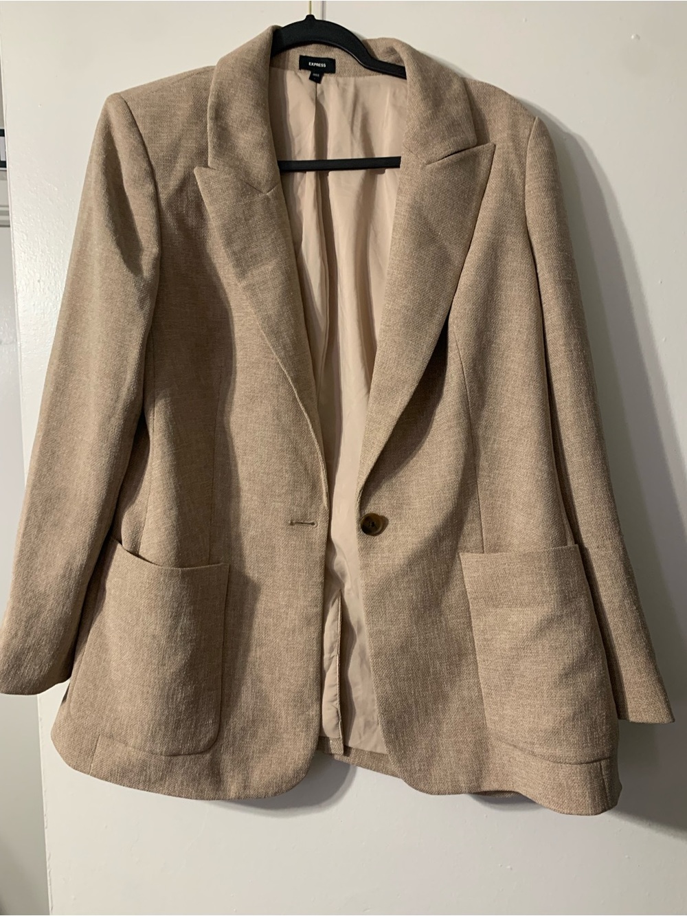 Express Beige Single-Button Blazer